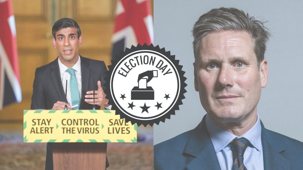 Rishi Sunak and Keir Starmer Election day in UK